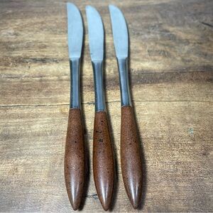 Epic Stainless dinner knives Wood handle Japan vintage MCM set of 3